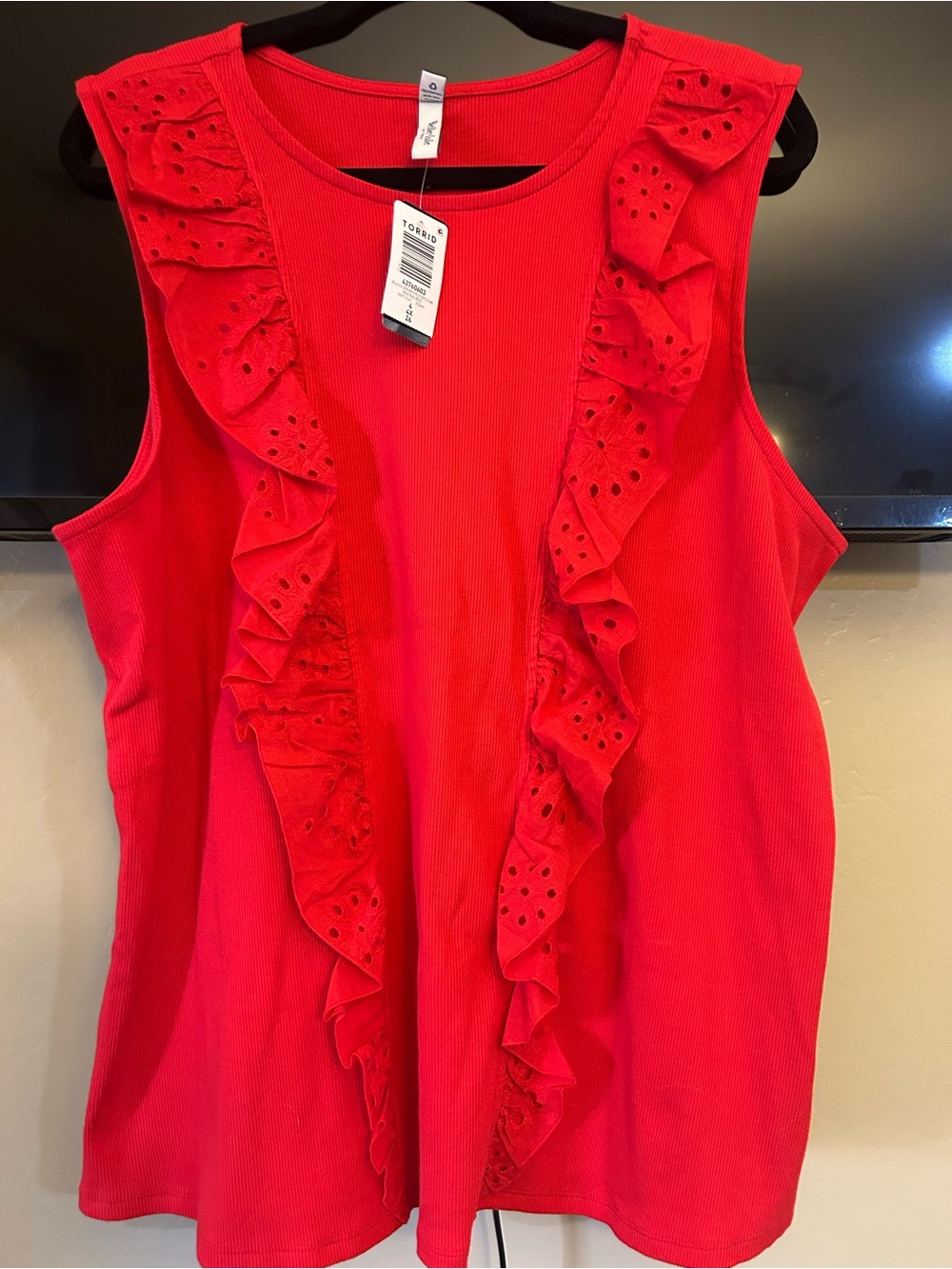 torrid Red Ruffle Eyelet Tank Top